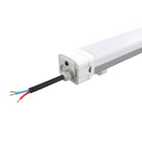 Halcon Lighting Vapor Tight LED Light fixture with semi-transparent cover and exposed electrical wiring, suitable for humid environments and harsh conditions, IP65 rated