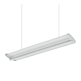 Suspended 1x4 LED pendant light HG-L208 with up and down illumination by Halcon Lighting, showing transparent design when off