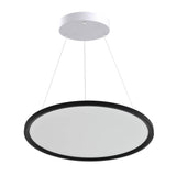 Halcon Round LED Pendant Light with black finish, available in various sizes with direct/indirect lighting options