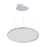 Modern white round LED pendant light P1908 with ceiling suspension kit, available in various sizes and finishes for versatile interior lighting solutions.